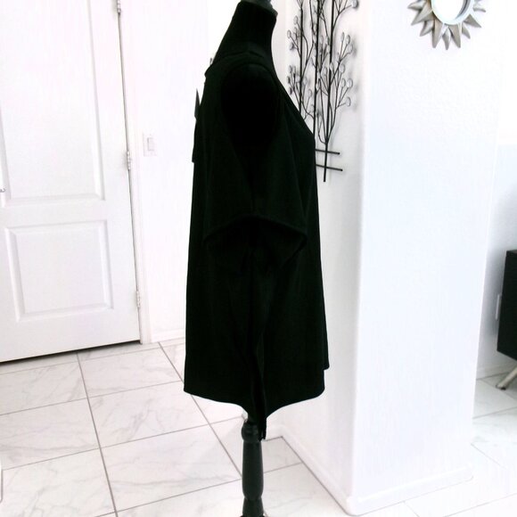 New Cuban Mambo Mini Dress Jet Black Batwing Sleeve Cover-up Beach Dress M / S - Picture 7 of 15